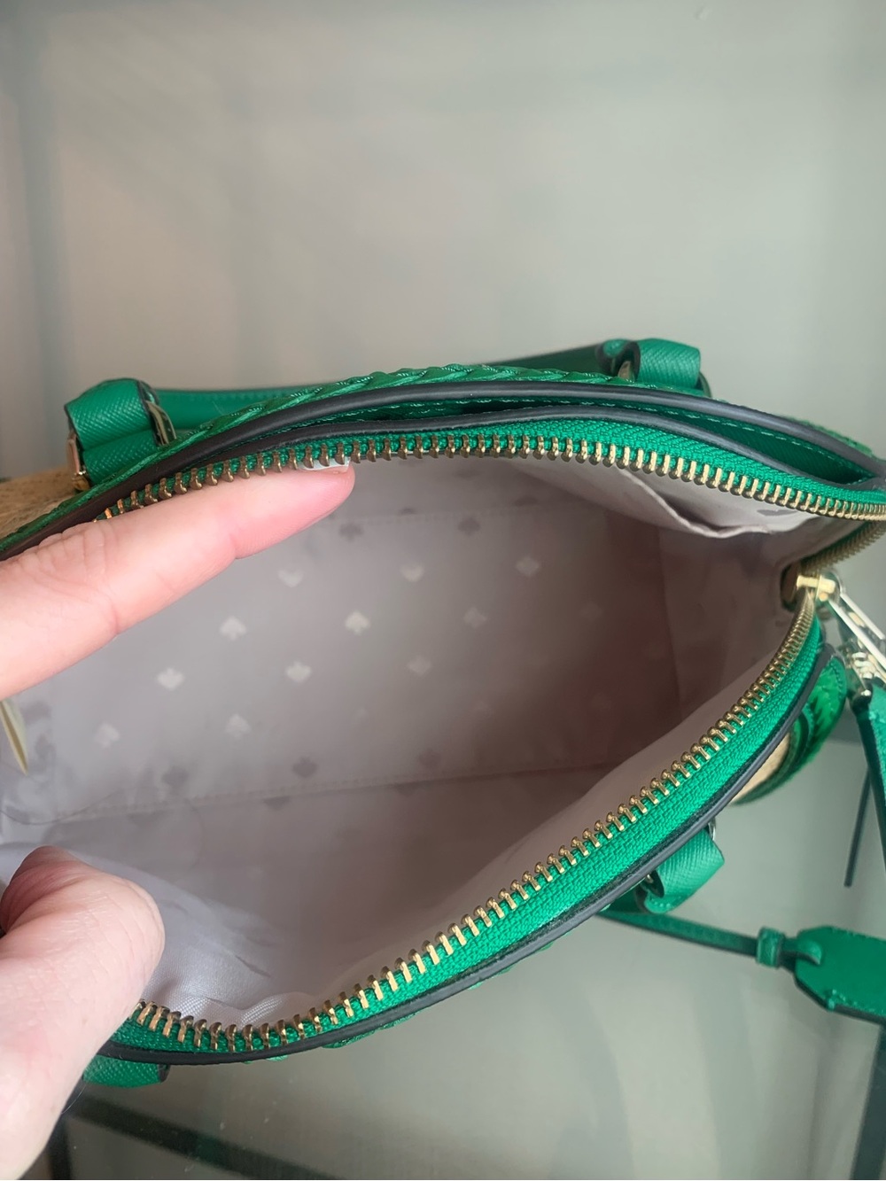 Kate Spade Reiley Raffia Satchel Green Straw Summer Crossbody Satchel - Picture 6 of 11